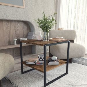 ყავის მაგიდა მუქი ხის ფაქტურით (50*50) (643)