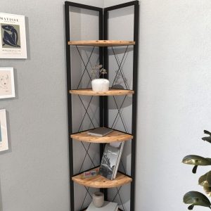 კუთხის 5-დონიანი თარო ფიჭვის ფაქტურით (501)