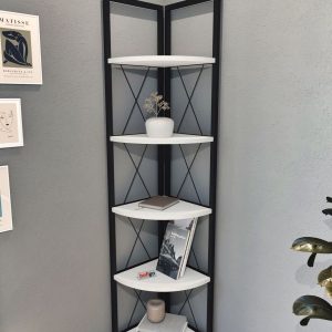 კუთხის 5-დონიანი თეთრი თარო (554)