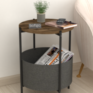 ყავის მაგიდა კალათით მუქი ხის ფაქტურით (556)