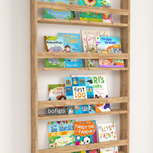 წიგნების 4-დონიანი კედლის თარო ფიჭვის ფაქტურით (664)