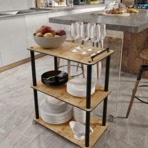 სერვისის ურიკა გორგოლაჭებზე ფიჭვის ფაქტურით (MS652)