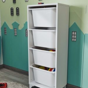 მრავალფუნქციური თეთრი ორგანაიზერი პლასტმასის კალათით (BF-693)