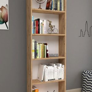 5 დონიანი წიგნების  თარო ფიჭვის ფაქტურით (137)