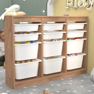 მრავალფუნქციური ორგანაიზერი ფიჭვის ფაქტურით და პლასტმასის კალათით (BF-796)