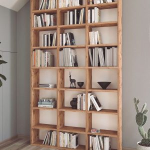 წიგნების თარო ფიჭვის ფაქტურით (BF-762)