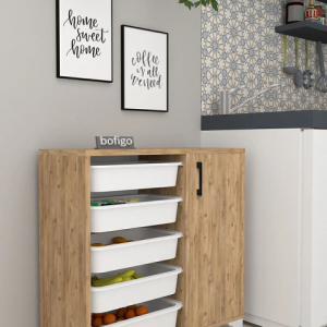 მრავალფუნქციური ორგანაიზერი ფიჭვის ფაქტურით და პლასტმასის კალათით (BF-692)