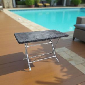 პლასტმასის მაგიდა მეტალის ფეხით 70*120 ანტრაციტი (SP882)