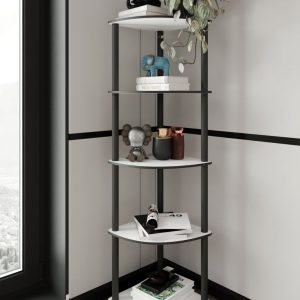 კუთხის 5-დონიანი თეთრი თარო (MS816)