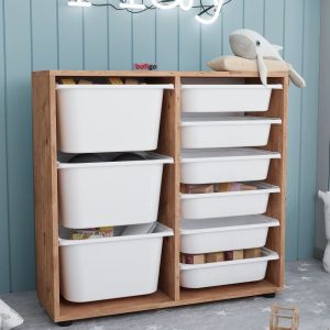 მრავალფუნქციური ორგანაიზერი ფიჭვის ფაქტურით და პლასტმასის კალათით (BF-794)