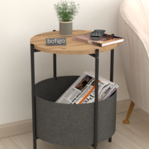 ყავის მაგიდა კალათით ფიჭვის ფაქტურით (540)