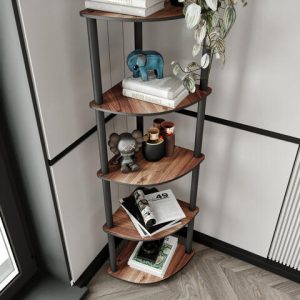 კუთხის 5-დონიანი თარო მუქი ხის ფაქტურით (MS655)