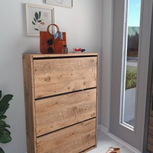 ფეხსაცმლის კარადა ფიჭვის ფაქტურით (BF-639)