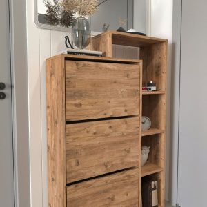 ფეხსაცმლის კარადა თაროებით ფიჭვის ფაქტურის (BF-757)