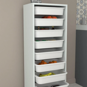 მრავალფუნქციური თეთრი ორგანაიზერი პლასტმასის კალათით (BF-695)