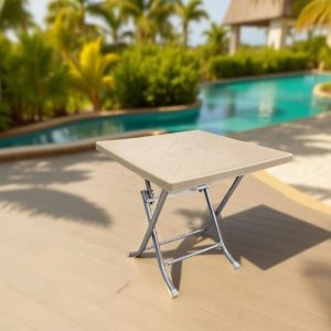 პლასტმასის მაგიდა მეტალის ფეხით 80*80 კაპუჩინო (SP884)