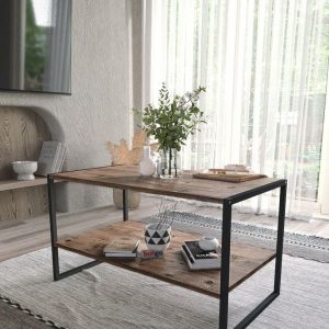 ყავის მაგიდა მუქი ხის ფაქტურით (90*50) (642)