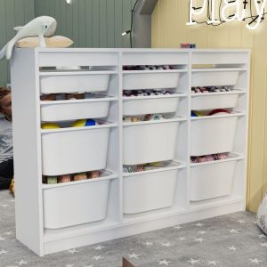 მრავალფუნქციური თეთრი ორგანაიზერი პლასტმასის კალათით (BF-795)