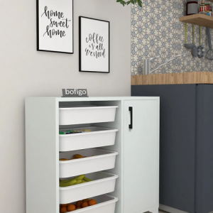 მრავალფუნქციური თეთრი ორგანაიზერი პლასტმასის კალათით (BF-691)