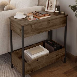 ჟურნალის მაგიდა სათავსოთი მუქი ხის ფაქტურით (BF-684)