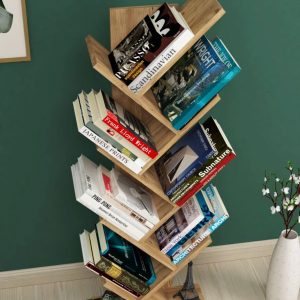 წიგნების დეკორატიული თარო ფიჭვის ფაქტურით (569)