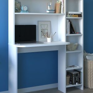 საოფისე/სამეცადინო მაგიდა თაროებით თეთრი (BF-844)