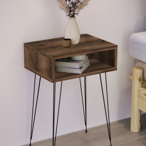 ტუმბო მუქი ხის ფაქტურით მეტალის ფეხებზე (BF-701)