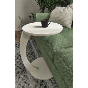 თეთრი ყავის მაგიდა გორგოლაჭებზე (CT1-B)